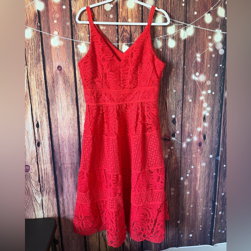 Adelyn Rae Vibrant Red Lace Dress